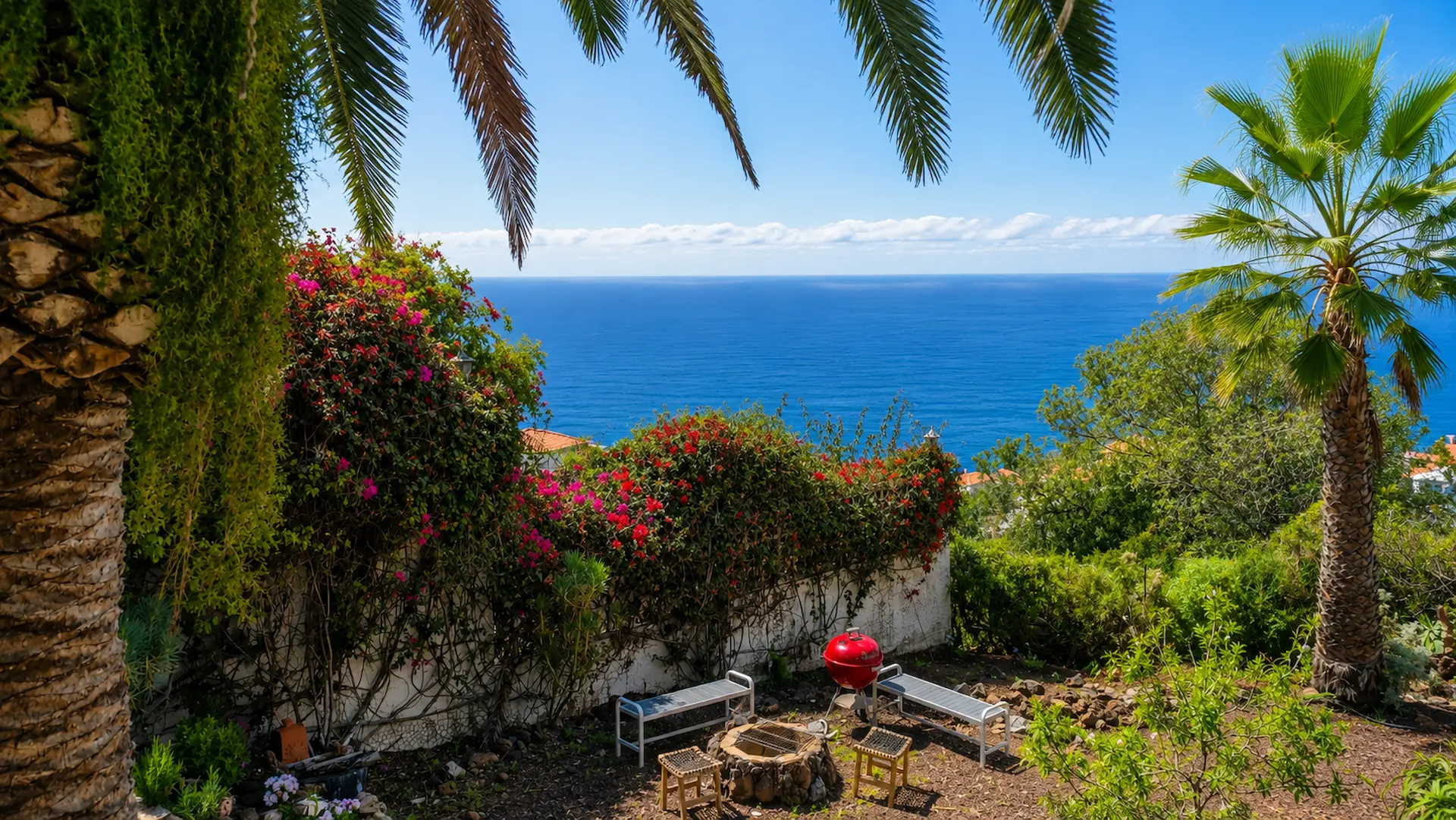 Barbecue area with a view towards the Atlantic