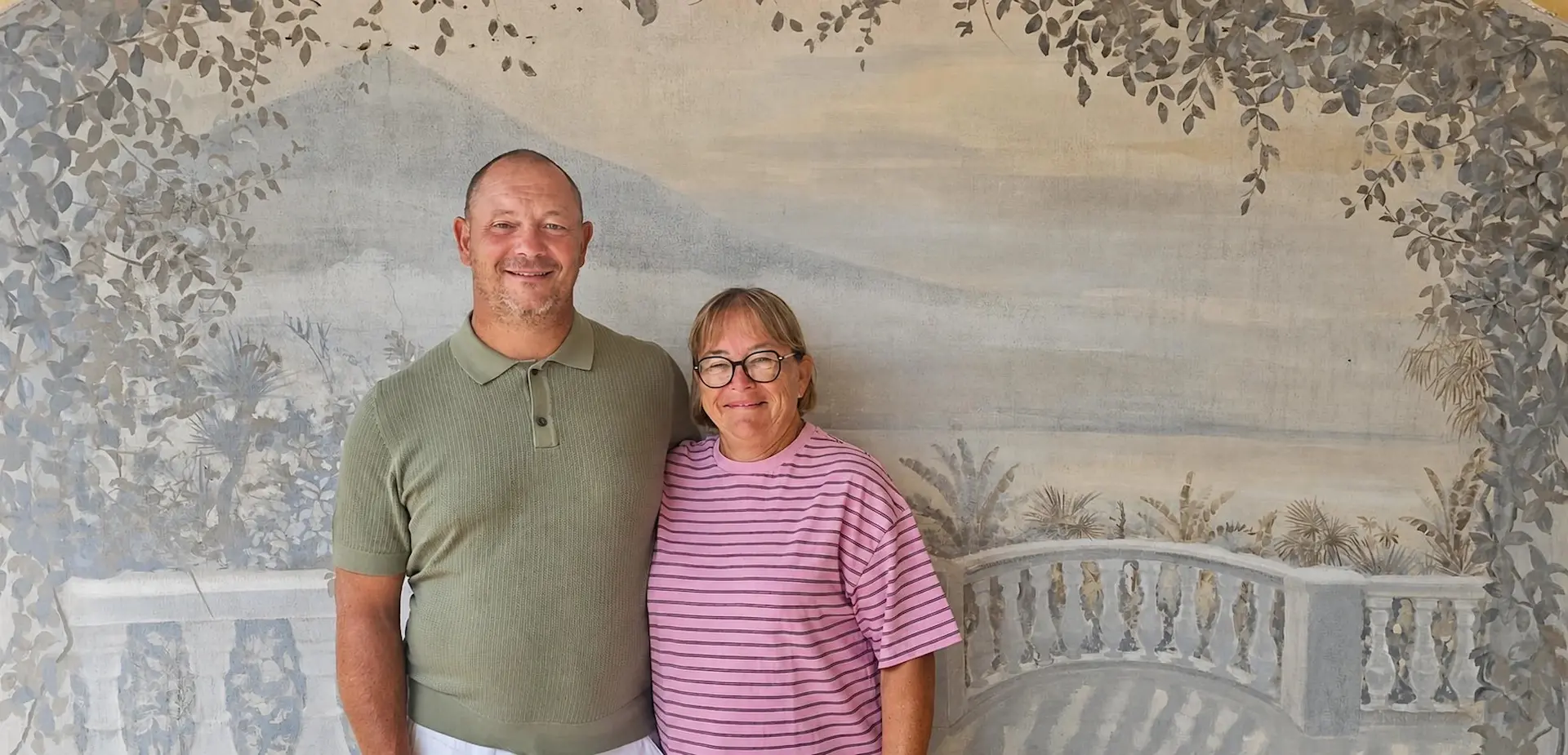 Catherine and Cyril sharing a holiday moment at Villa Larnia