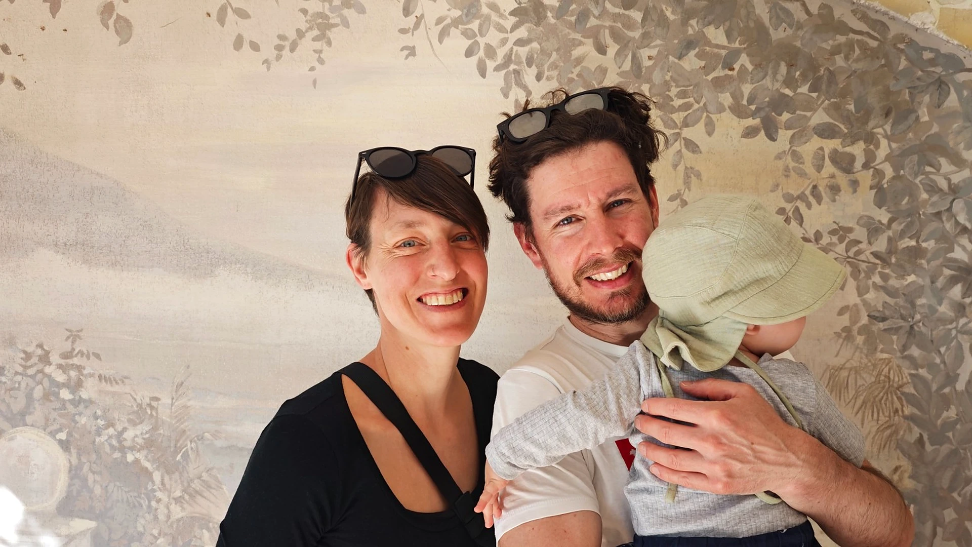 Maria, Simon and Alex sharing a family moment at Villa Larnia