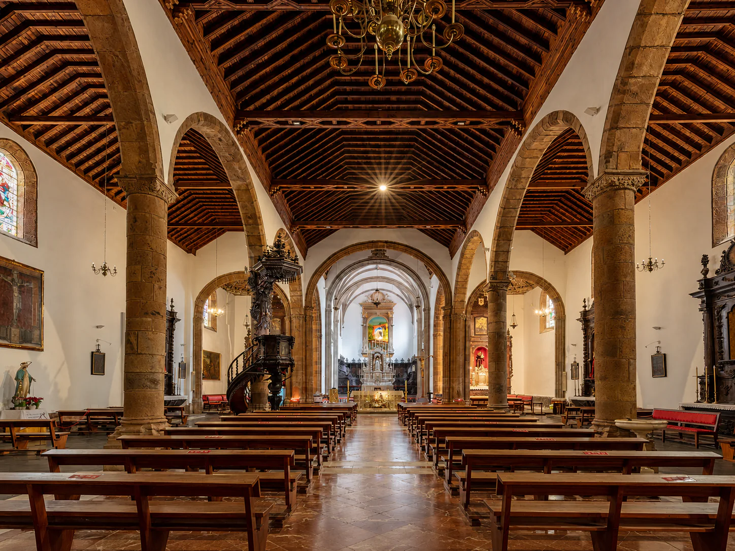 Historic interior of the Iglesia de la Concepción in La Laguna, Tenerife